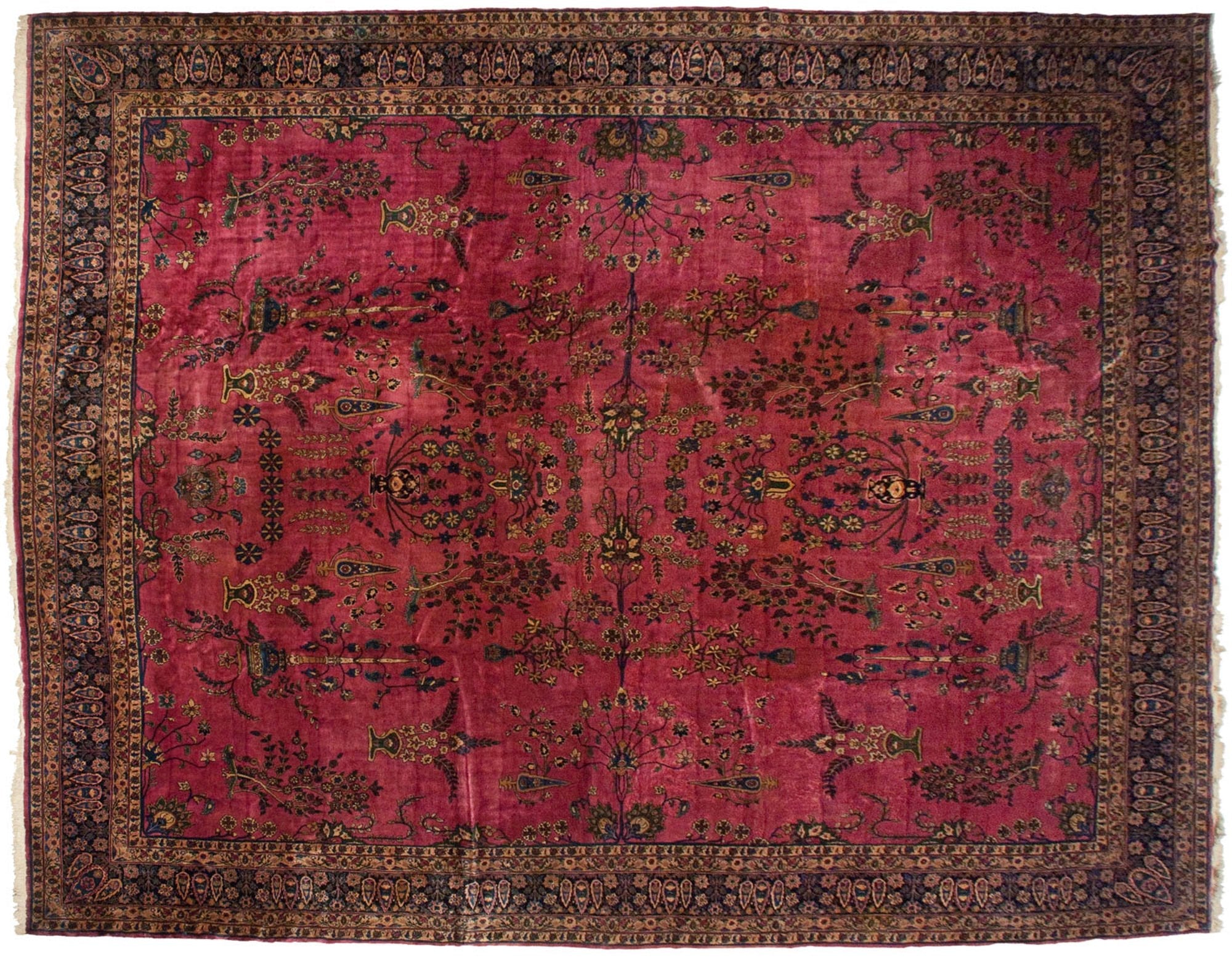Vintage Meshed Carpet 14.5x18.5, hand-knotted one of a kind piece