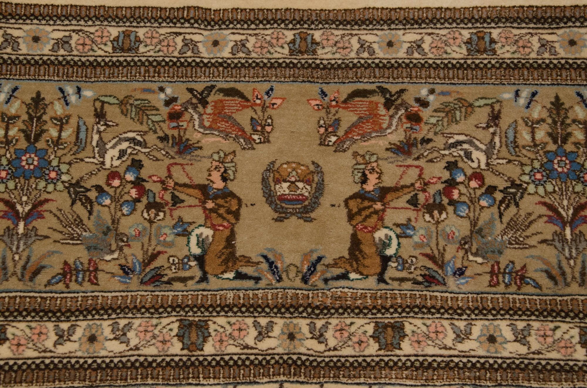 Back of the hand-knotted rug showing construction