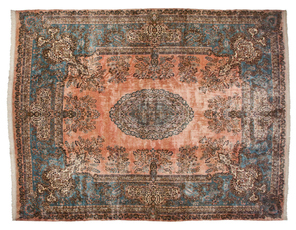 Vintage Cyrus Crown® Kerman Carpet 13.5x17, hand-knotted one of a kind piece