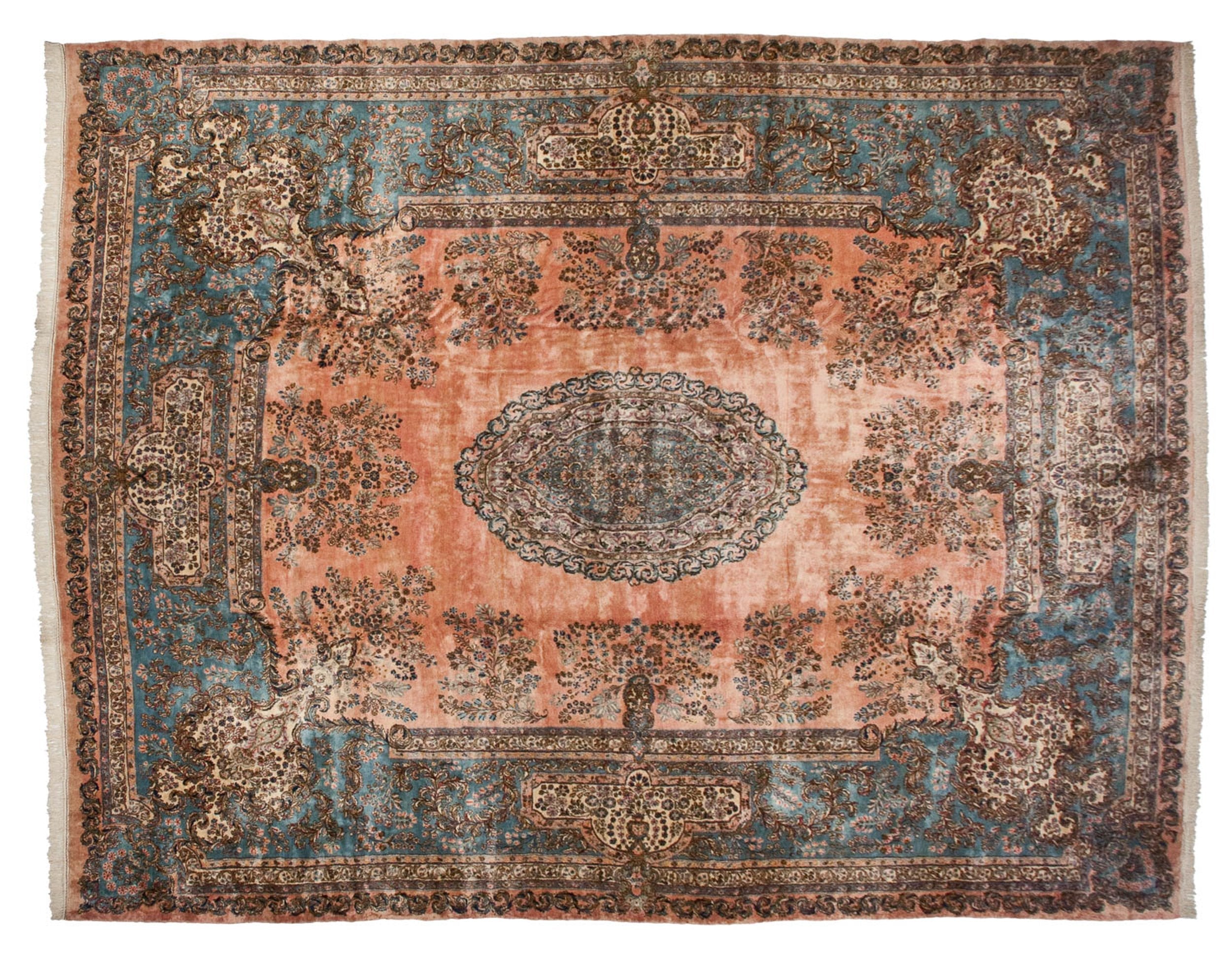 Vintage Cyrus Crown® Kerman Carpet 13.5x17, hand-knotted one of a kind piece