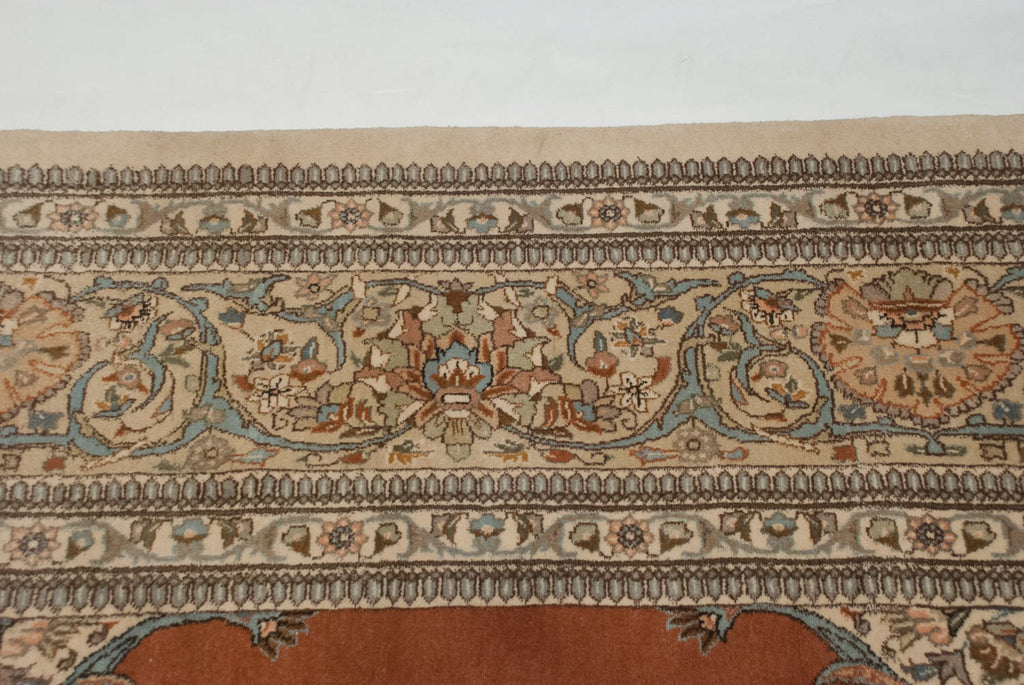 Back of the hand-knotted rug showing construction