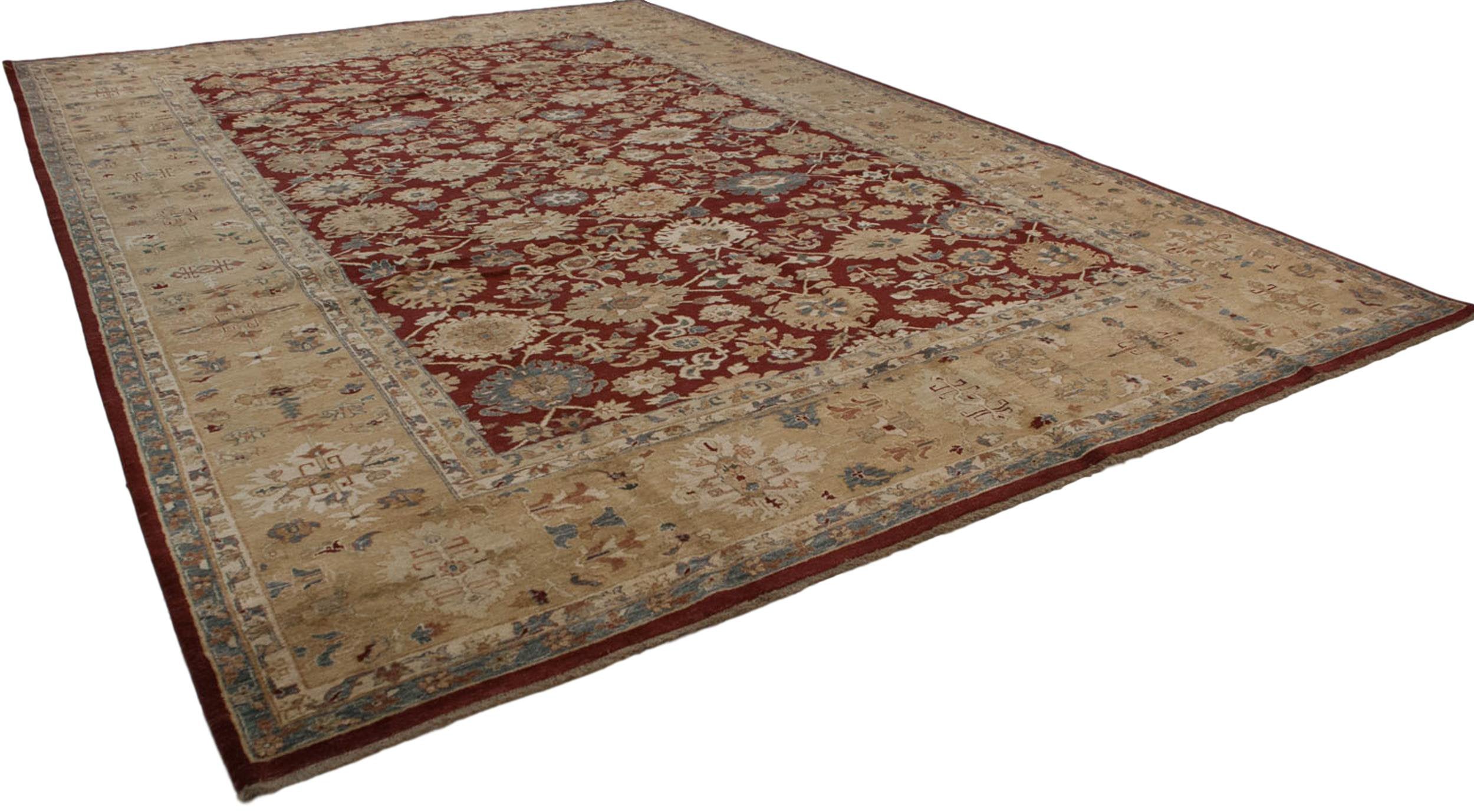 Back of the hand-knotted rug showing construction