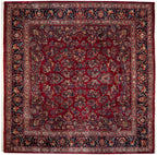 Vintage Sarouk Carpet 12x12, hand-knotted one of a kind piece