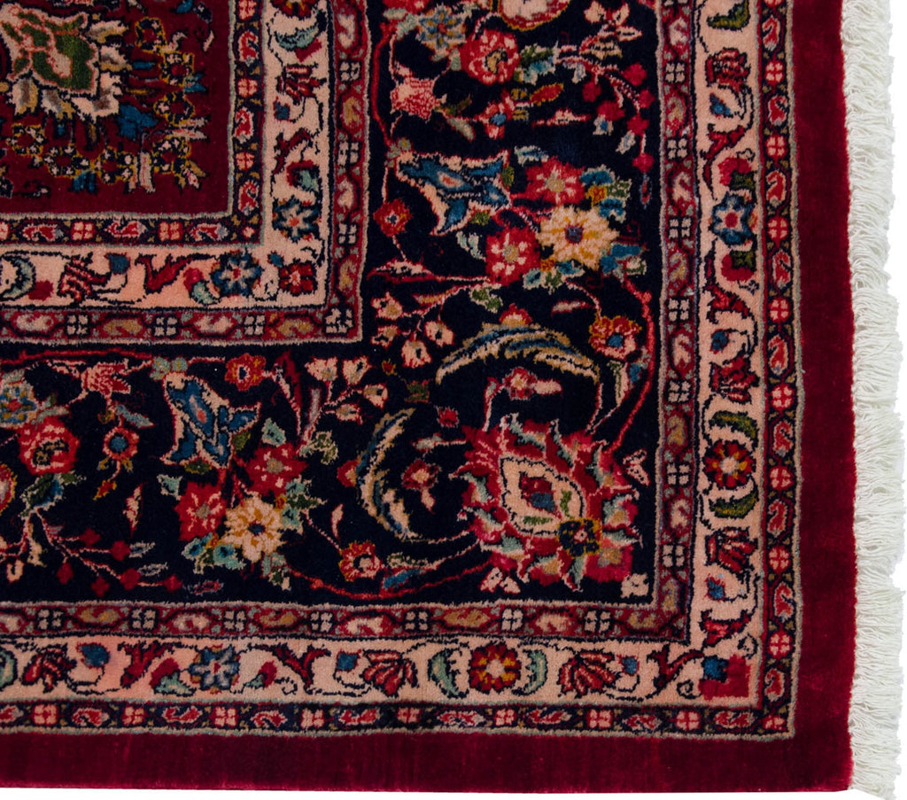 Back of the hand-knotted rug showing construction