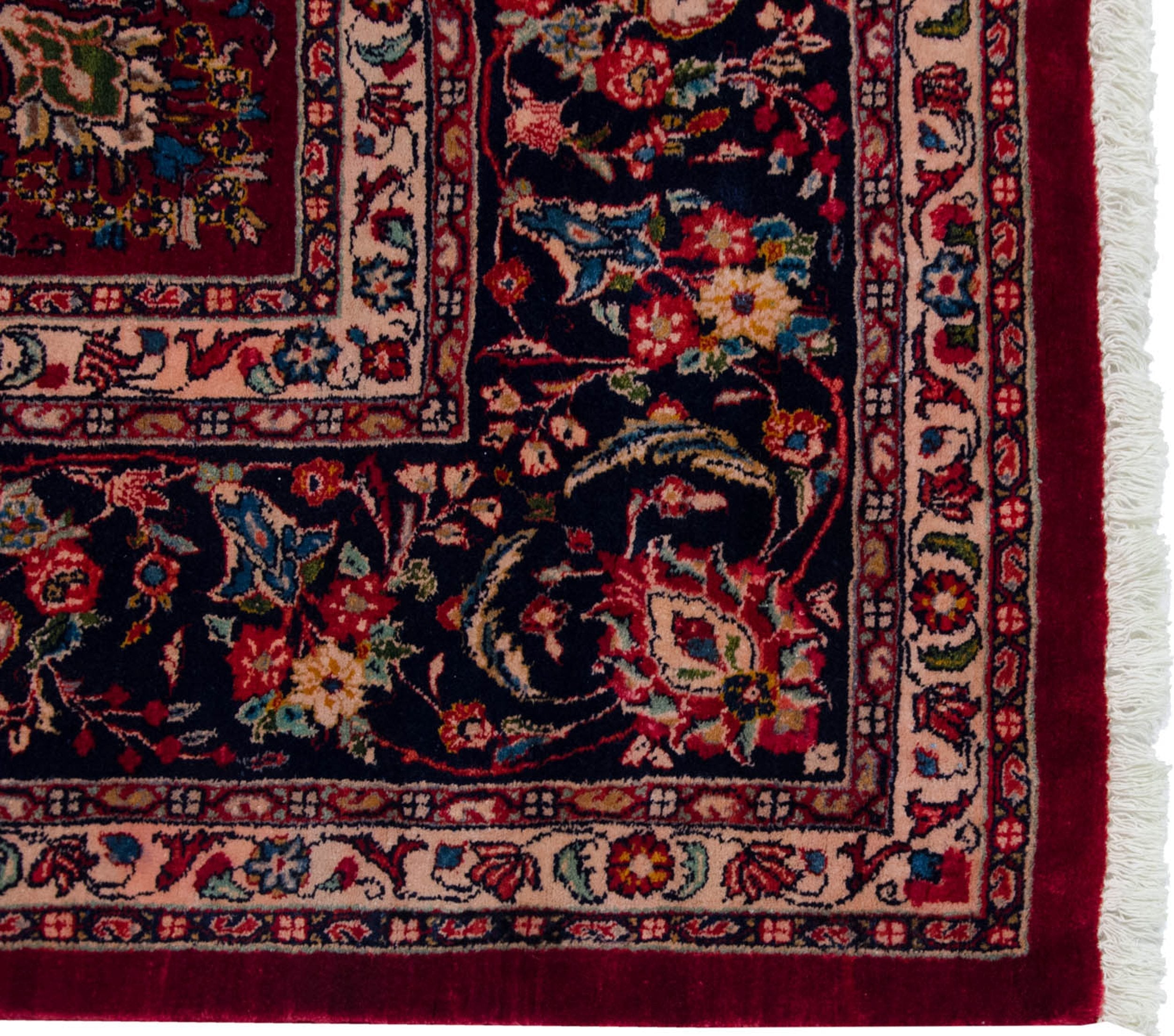 Back of the hand-knotted rug showing construction