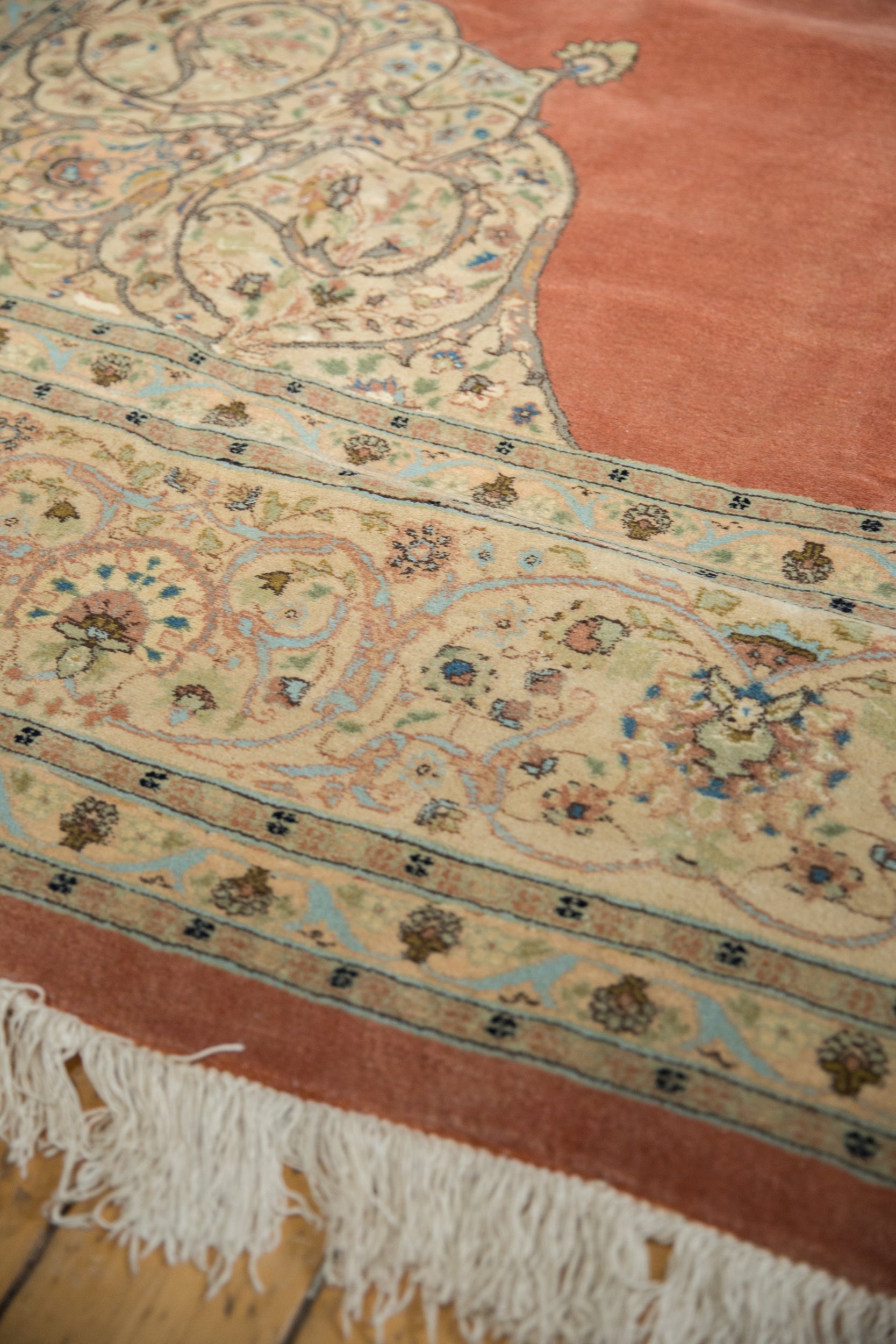 Back of the hand-knotted rug showing construction