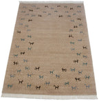 Full overhead view of Indian Folk Art carpet 6x9