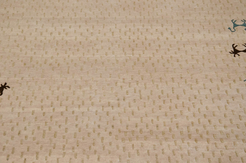 Back of the hand-knotted rug showing construction