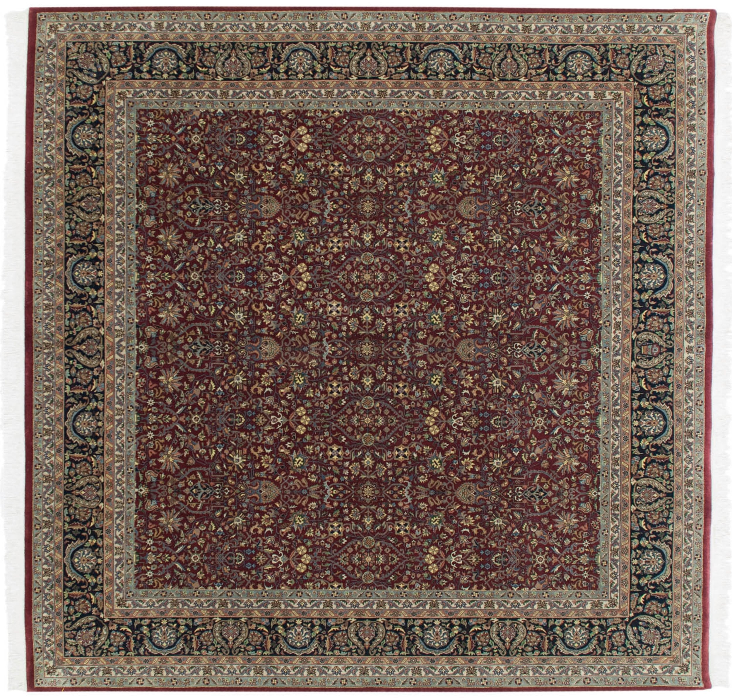 New Indian Tabriz Carpet 10x10, hand-knotted one of a kind piece