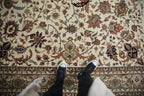 Full overhead view of Indian Isfahan carpet 8x8