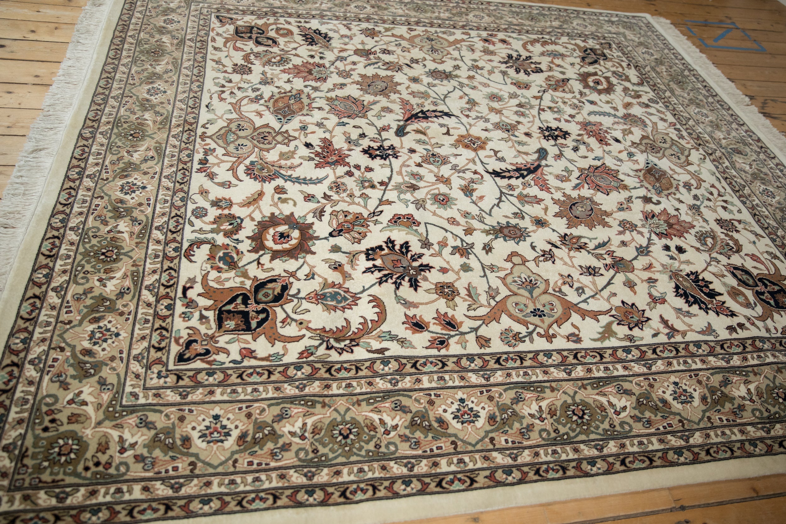 Back of the hand-knotted rug showing construction