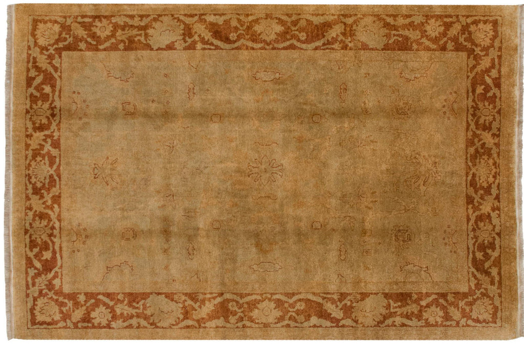 New Gold Wash Indian Oushak Carpet 6x9, hand-knotted one of a kind piece