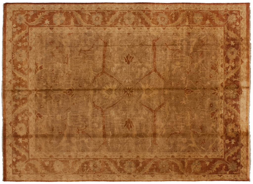 New Gold Wash Indian Oushak Carpet 10x13.5, hand-knotted one of a kind piece