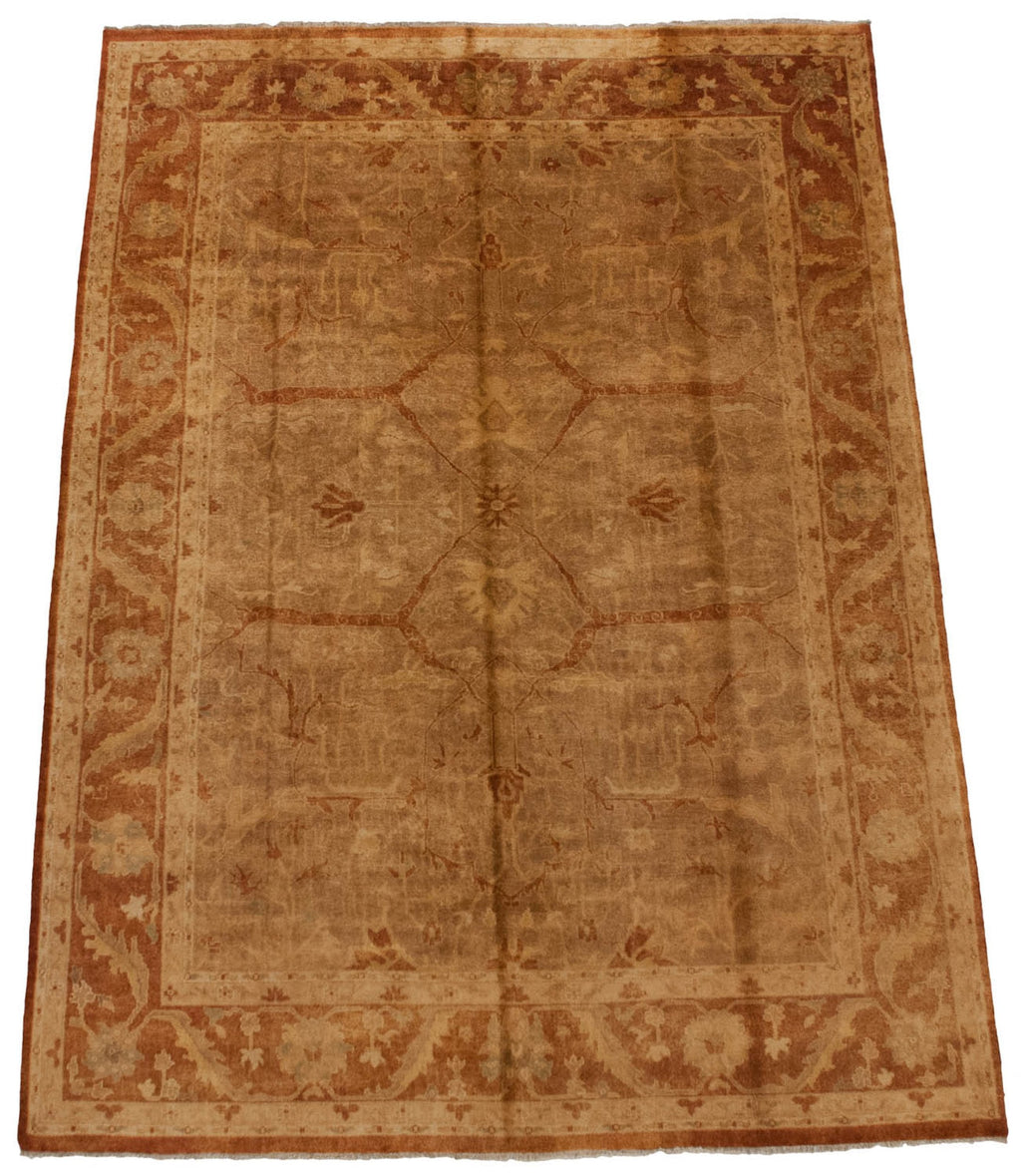 Full overhead view of Gold Wash Indian Oushak carpet 10x13.5