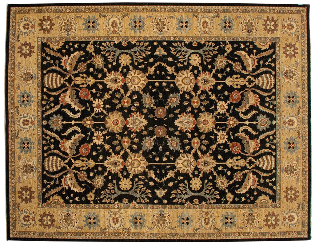 New Pakistani Sultanabad Carpet 9x11.5, hand-knotted one of a kind piece