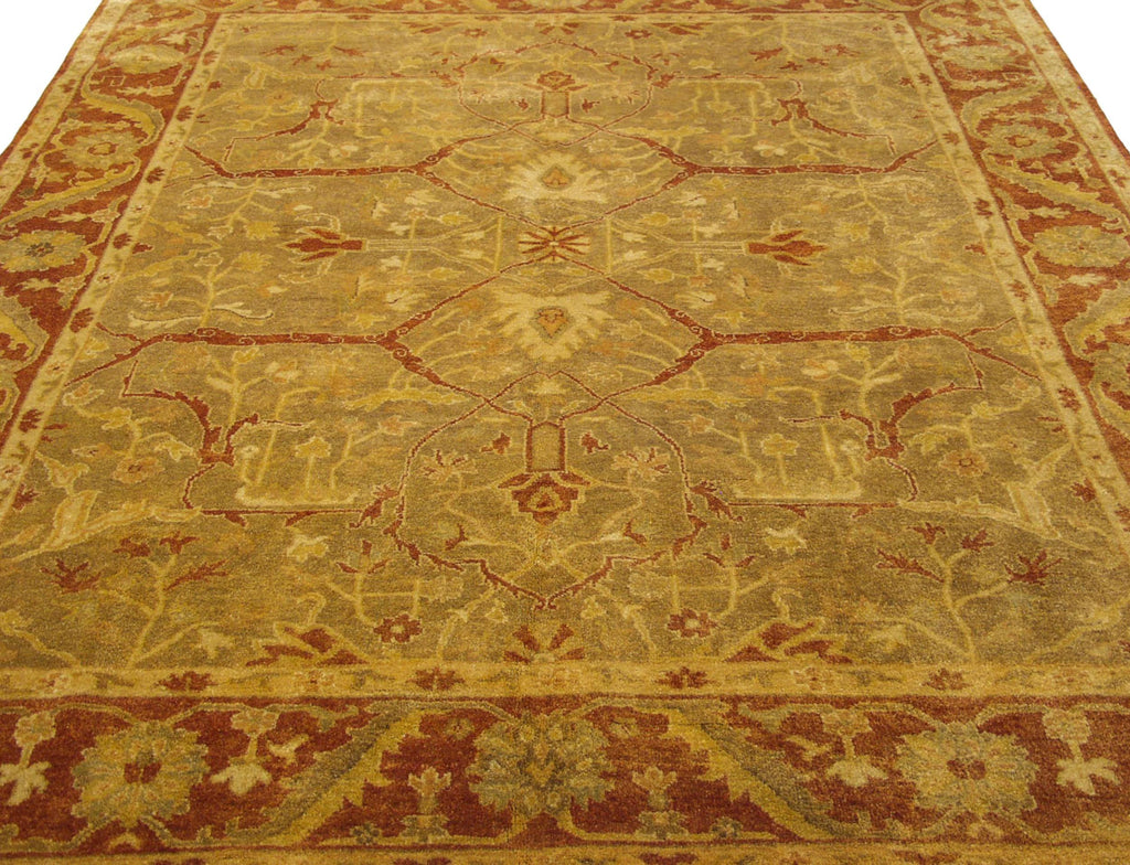 Full overhead view of Gold Wash Indian Oushak carpet 8x10
