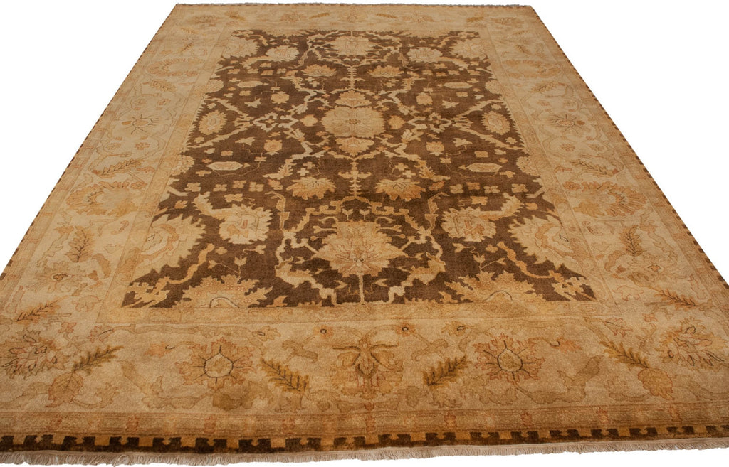 Full overhead view of Gold Wash Indian Oushak carpet 9x12