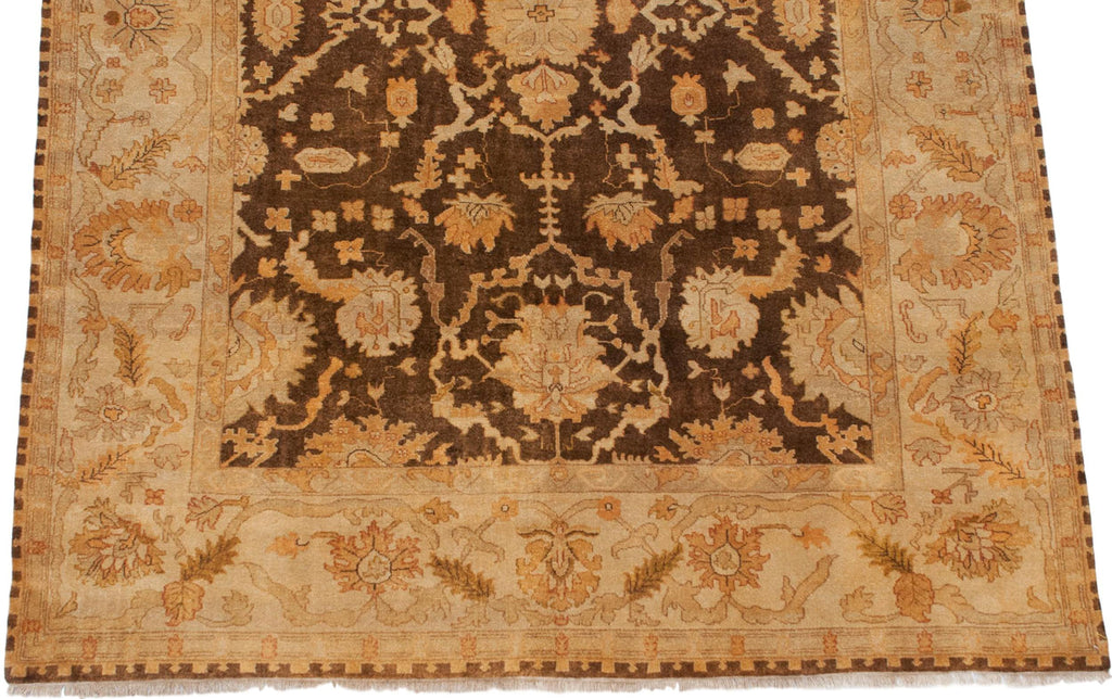 Back of the hand-knotted rug showing construction
