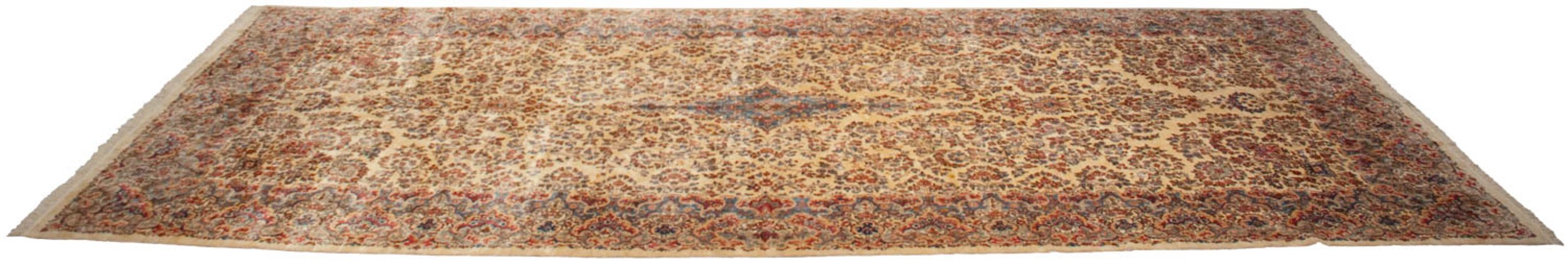 Full overhead view of Kerman carpet 9.5x22.5