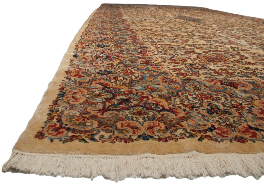 Back of the hand-knotted rug showing construction