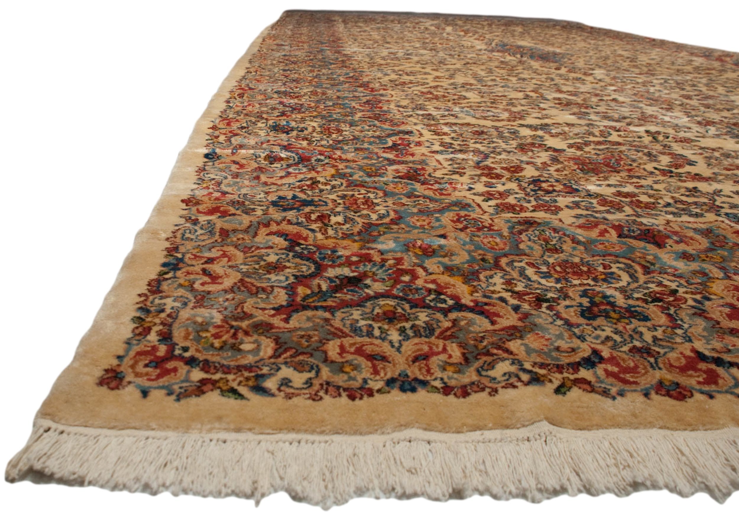 Back of the hand-knotted rug showing construction
