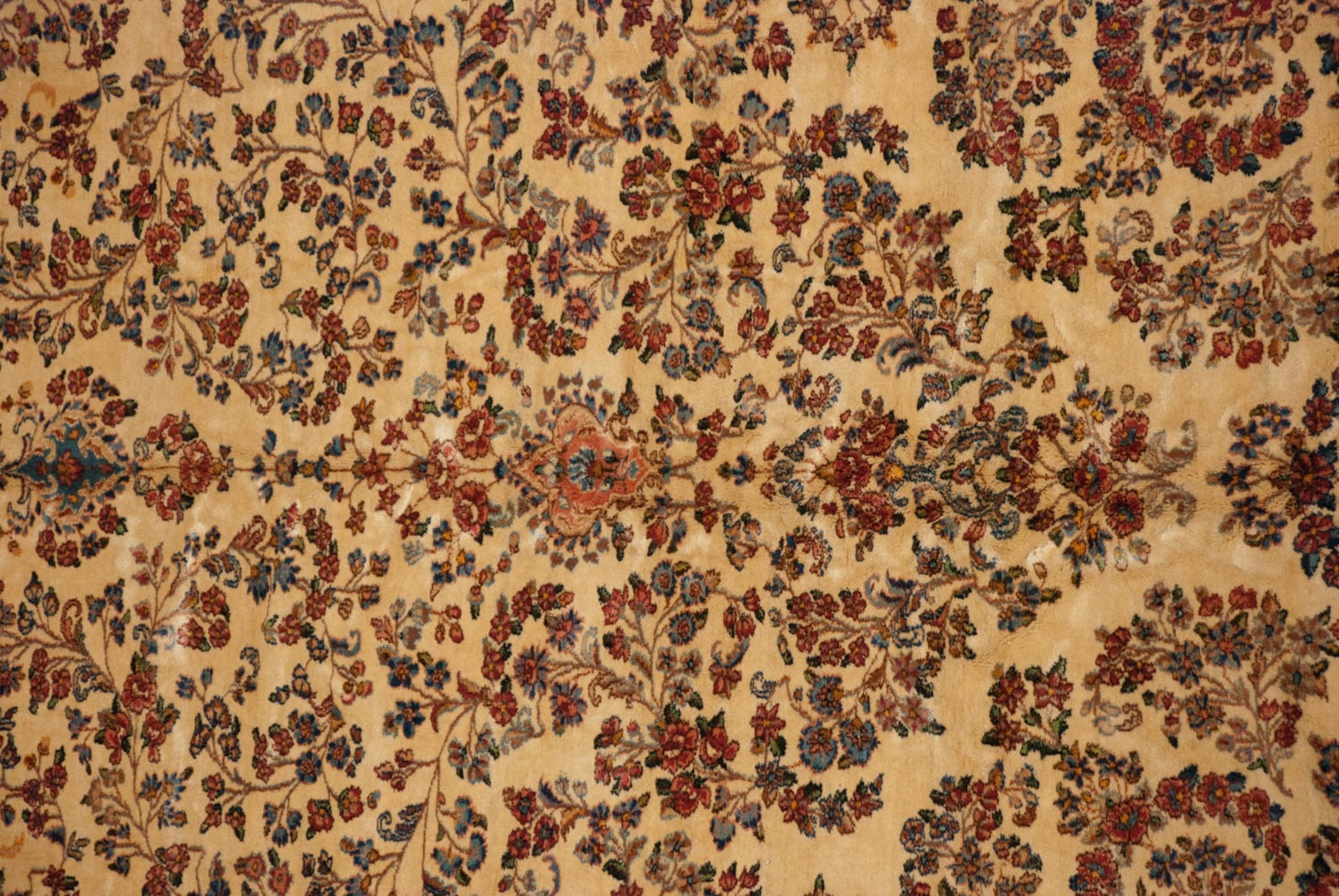 Vintage Kerman Carpet 9.5x22.5, hand-knotted one of a kind piece