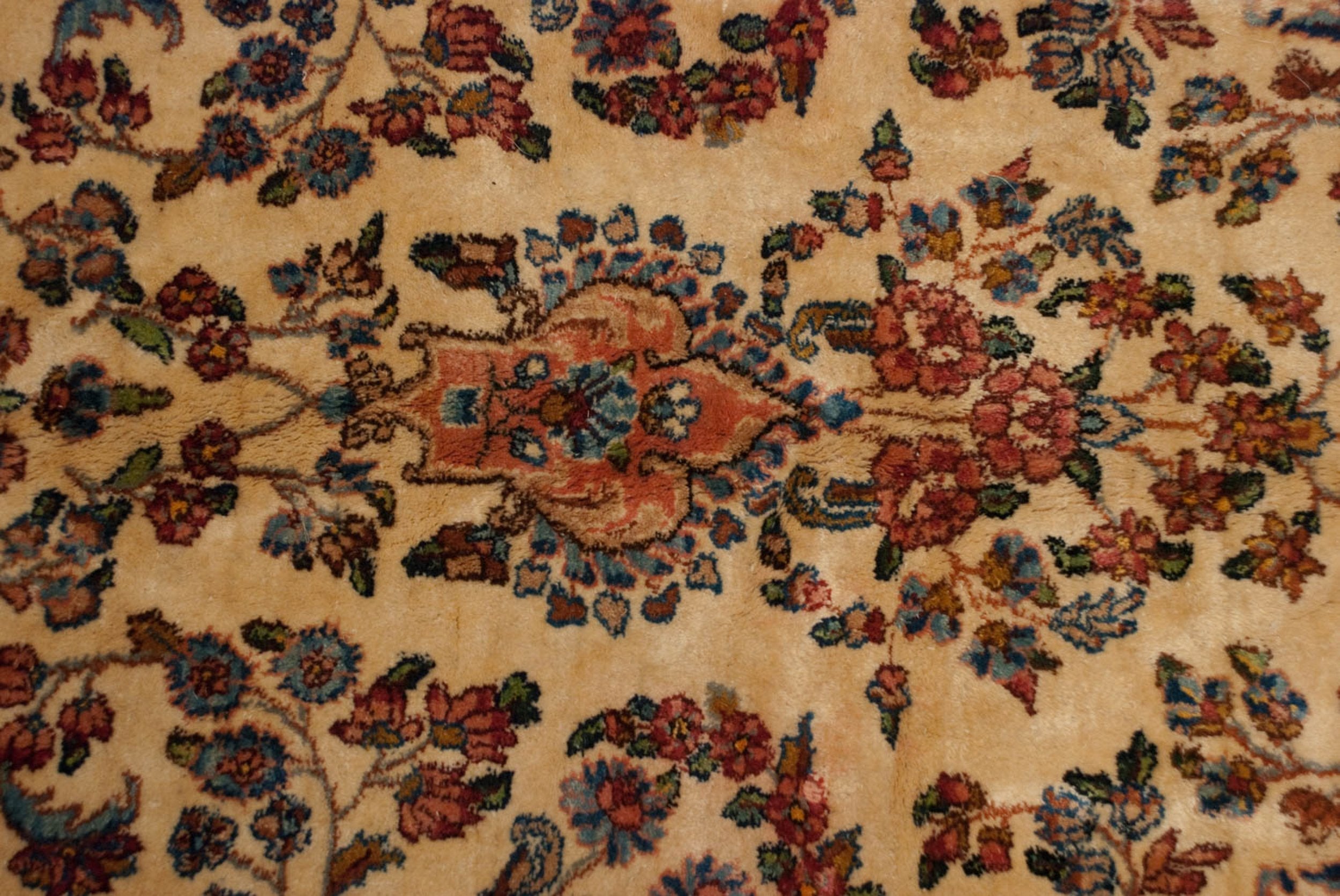 Full overhead view of Kerman carpet 9.5x22.5
