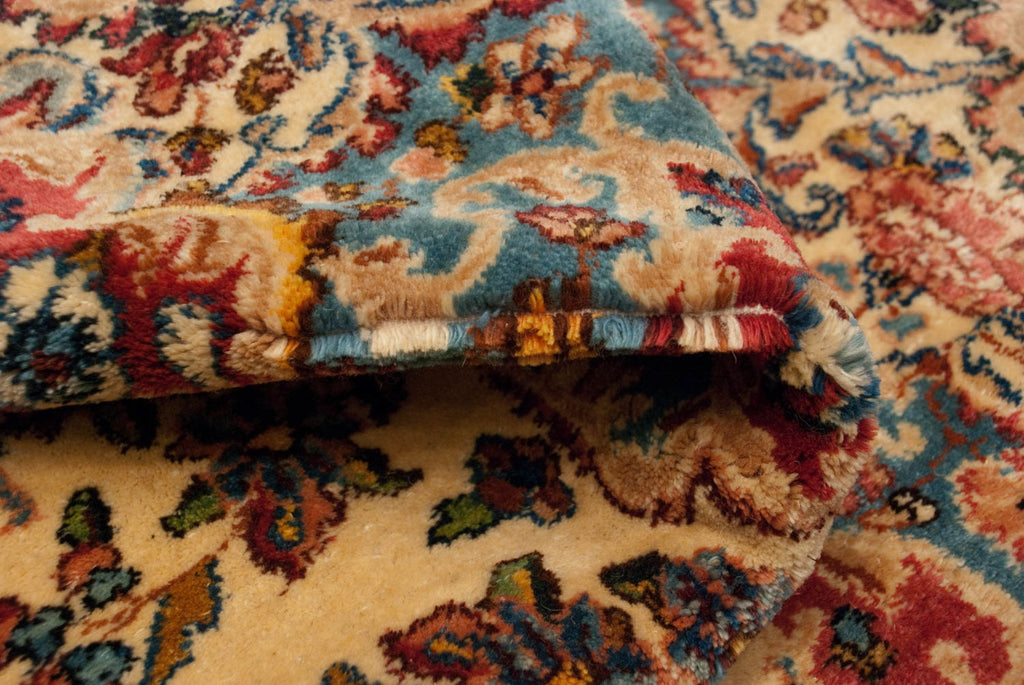 Back of the hand-knotted rug showing construction