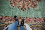 Full overhead view of Kerman carpet 9.5x13.5