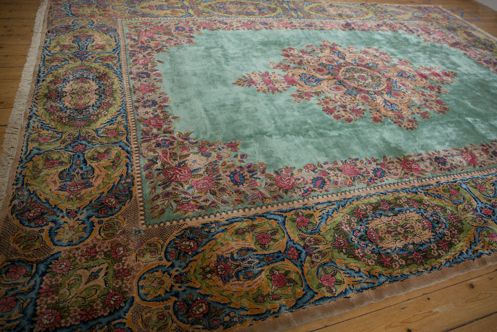 Back of the hand-knotted rug showing construction