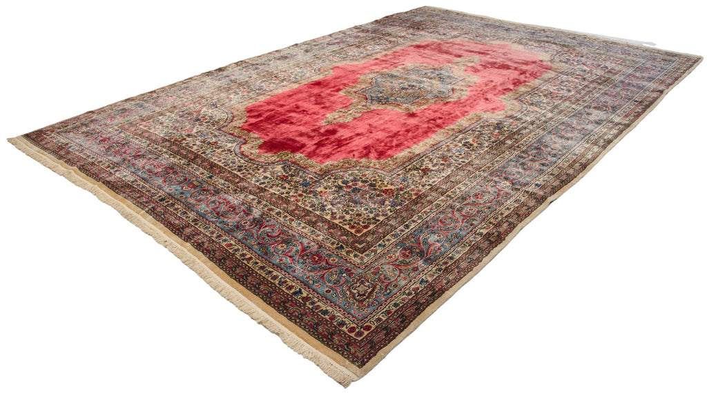 Back of the hand-knotted rug showing construction