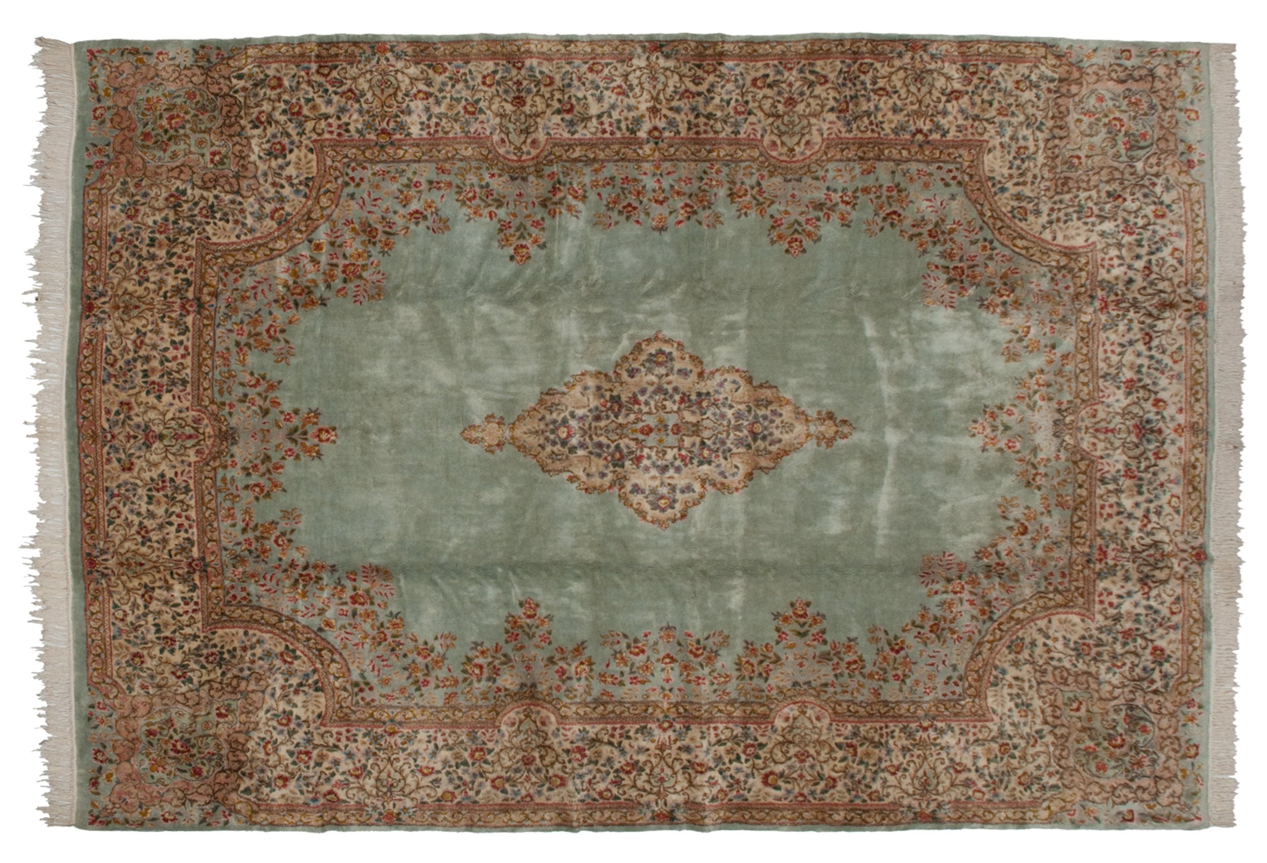 Full overhead view of Kerman carpet 9.5x13.5