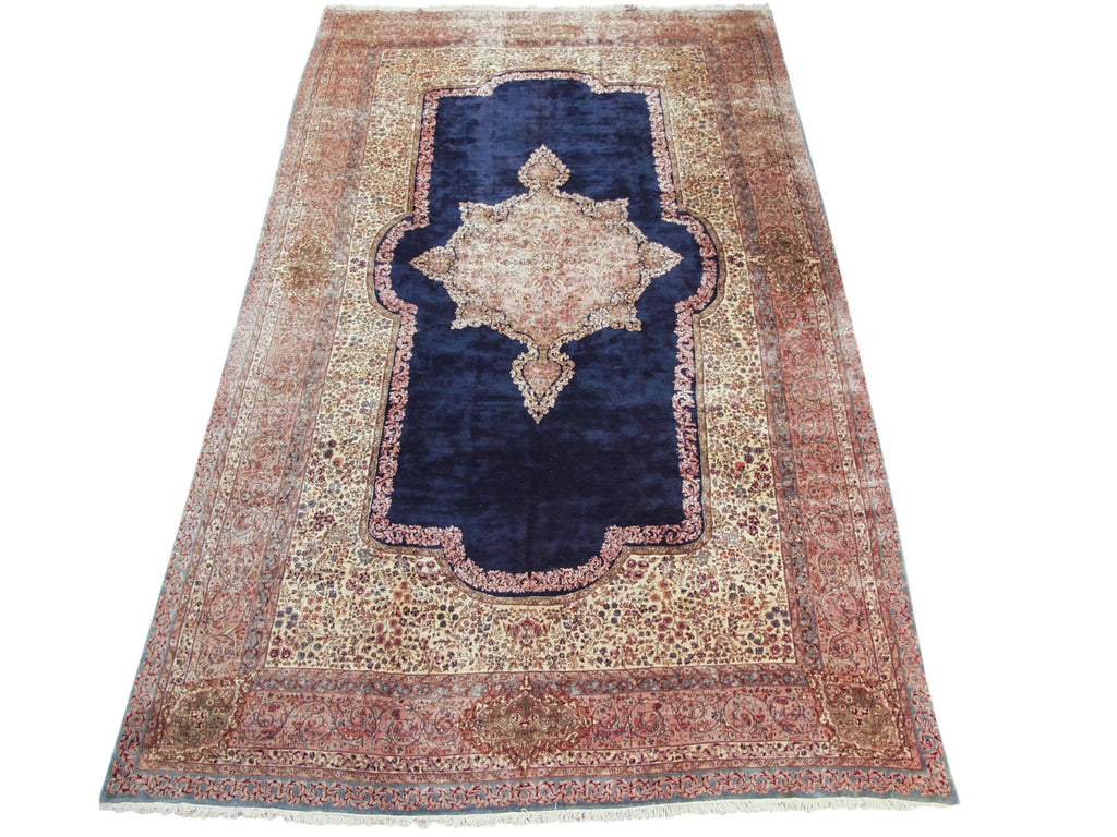 Vintage Kerman Carpet 11.5x21, hand-knotted one of a kind piece