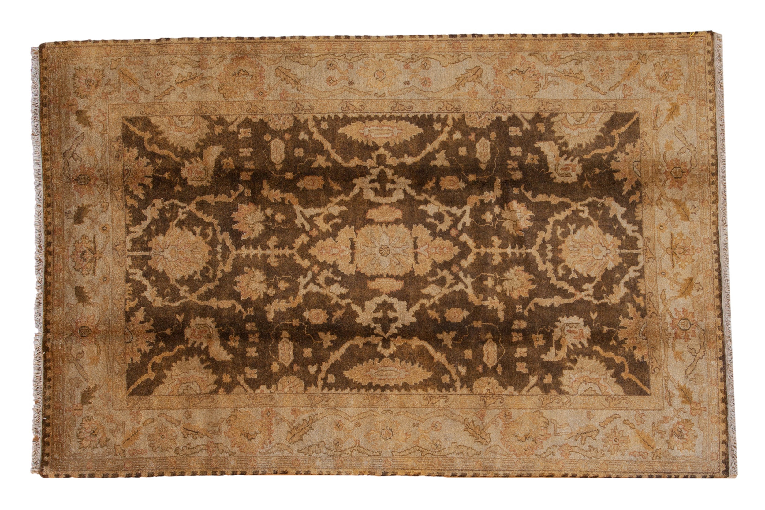 Gold Wash Indian Oushak Carpet 6x9.5, hand-knotted one of a kind piece