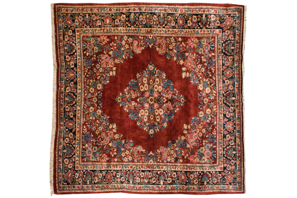 Back of the hand-knotted rug showing construction