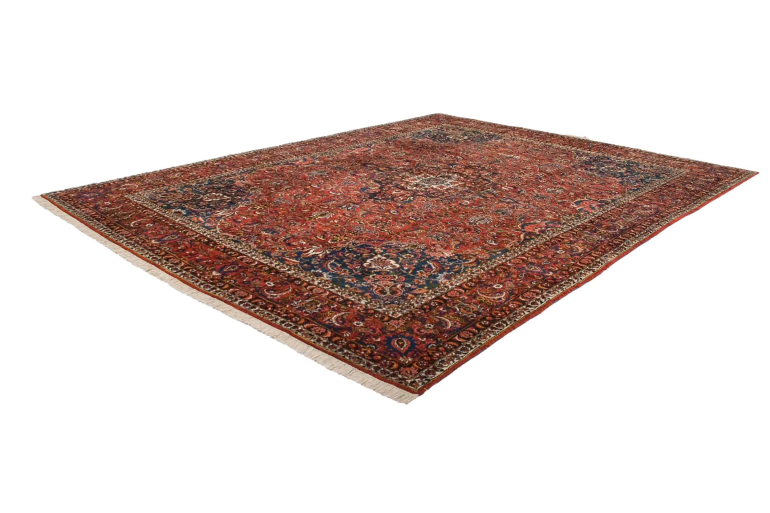 Back of the hand-knotted rug showing construction