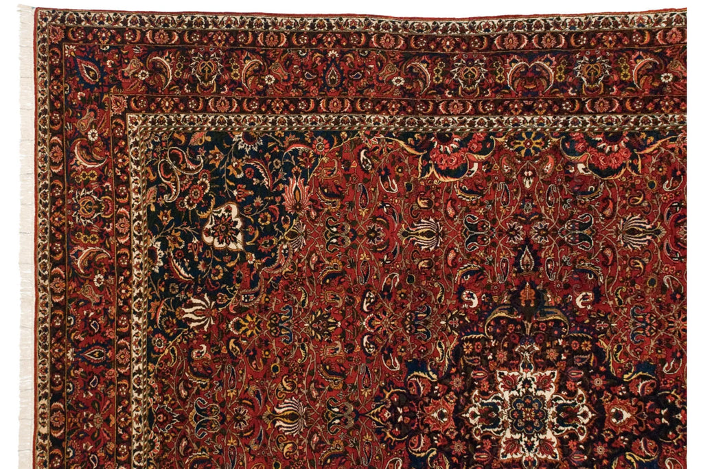 Full overhead view of Bakhtiari carpet 11x15