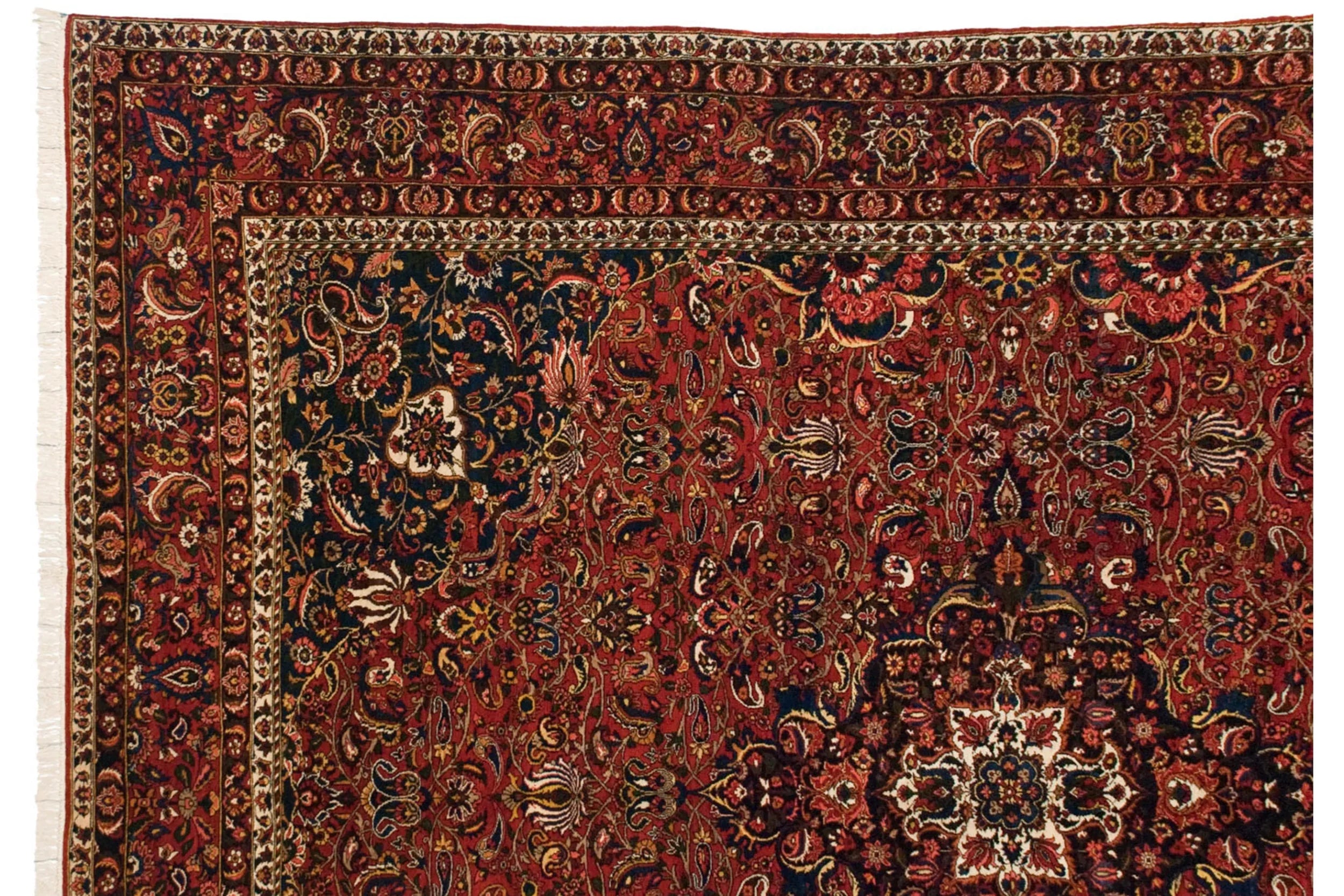 Full overhead view of Bakhtiari carpet 11x15