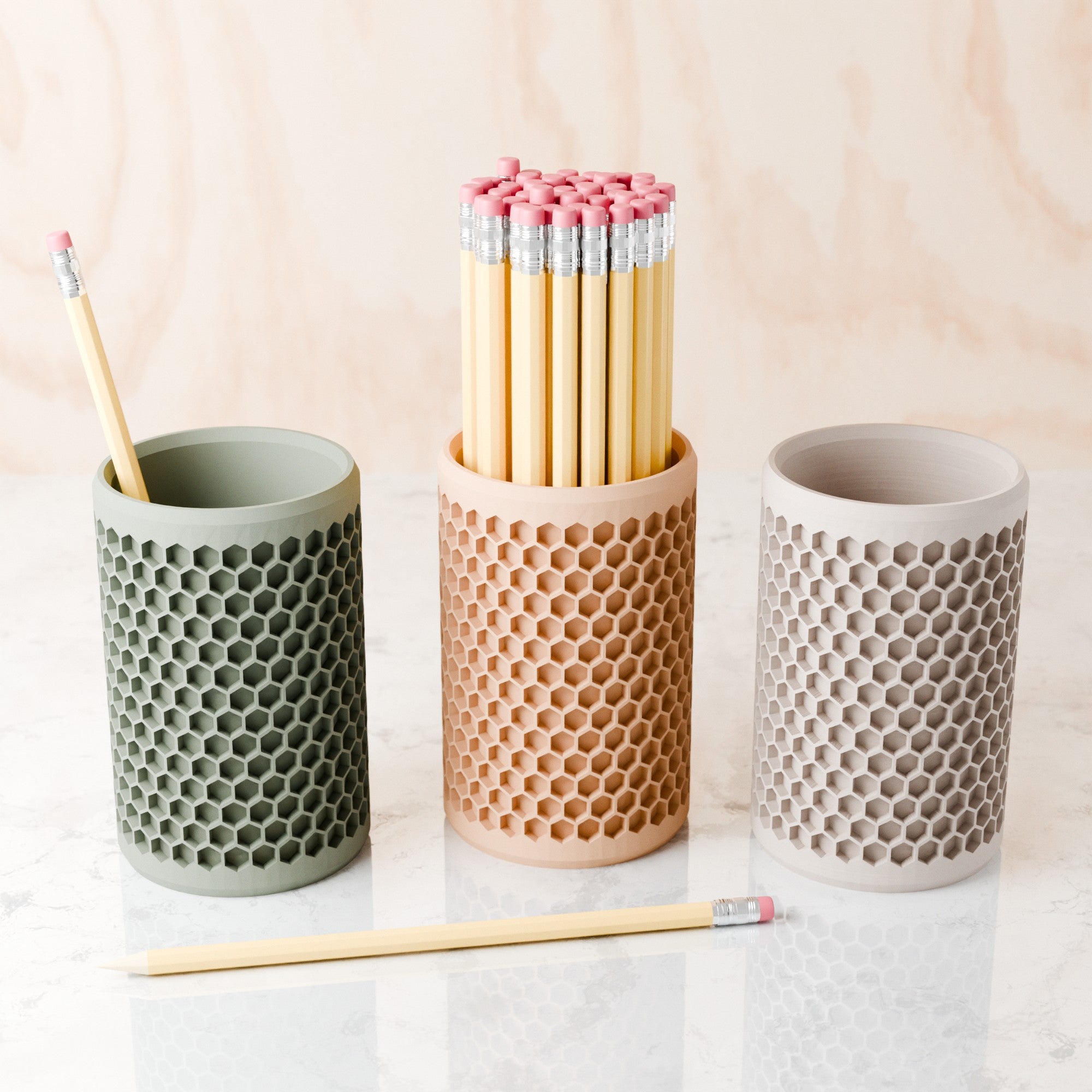 Modern Honeycomb Pencil Holder from Modernized Pottery