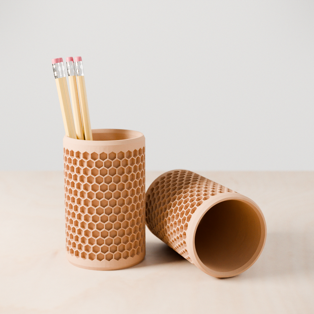 Modern Honeycomb Pencil Holder from Modernized Pottery