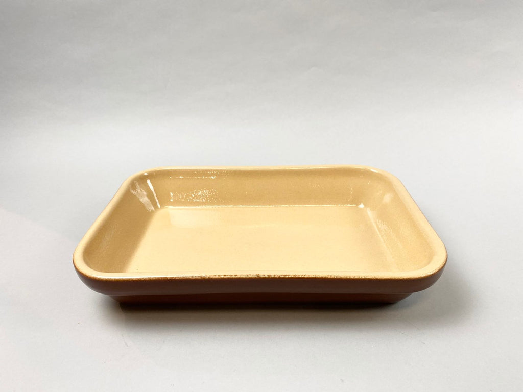 Vintage French Stoneware Rectangular Plate - Large (1.5 L) - Brown
