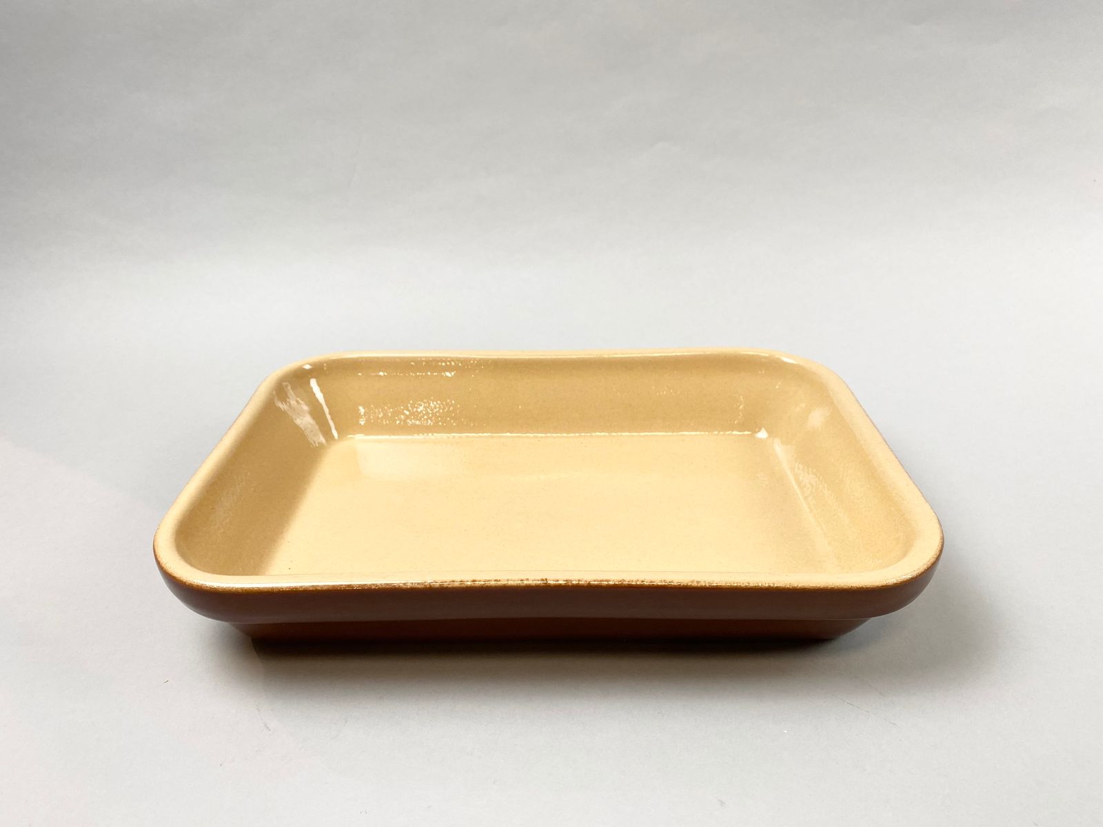 Vintage French Stoneware Rectangular Plate - Large (1.5 L) - Brown