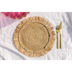 Round Raffia Placemat with Fringe Edge