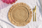 Round Raffia Placemat with Fringe Edge