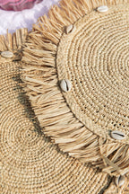 Round Raffia Placemat with Fringe Edge
