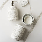 Marbled Cement Bath Canister, Gray