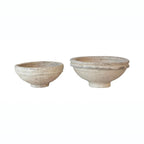 Set of 2 Found Decorative Paper Mâché Bowls – Aged White Finish