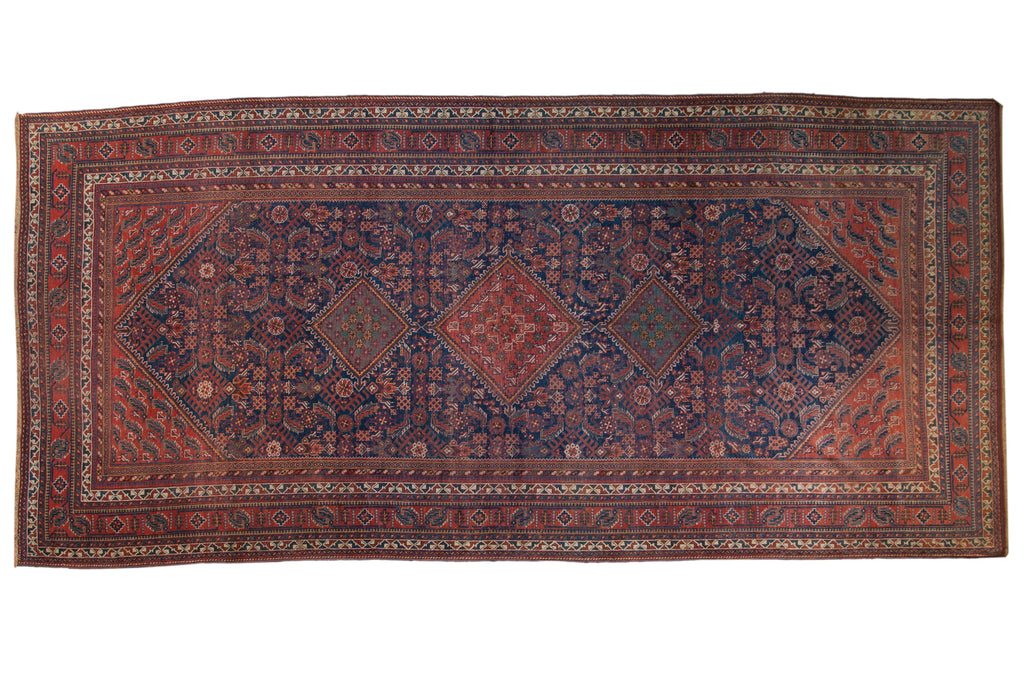 Vintage Afshar Runner 7.5x16, hand-knotted one of a kind piece