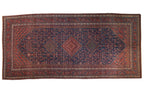 Vintage Afshar Runner 7.5x16, hand-knotted one of a kind piece