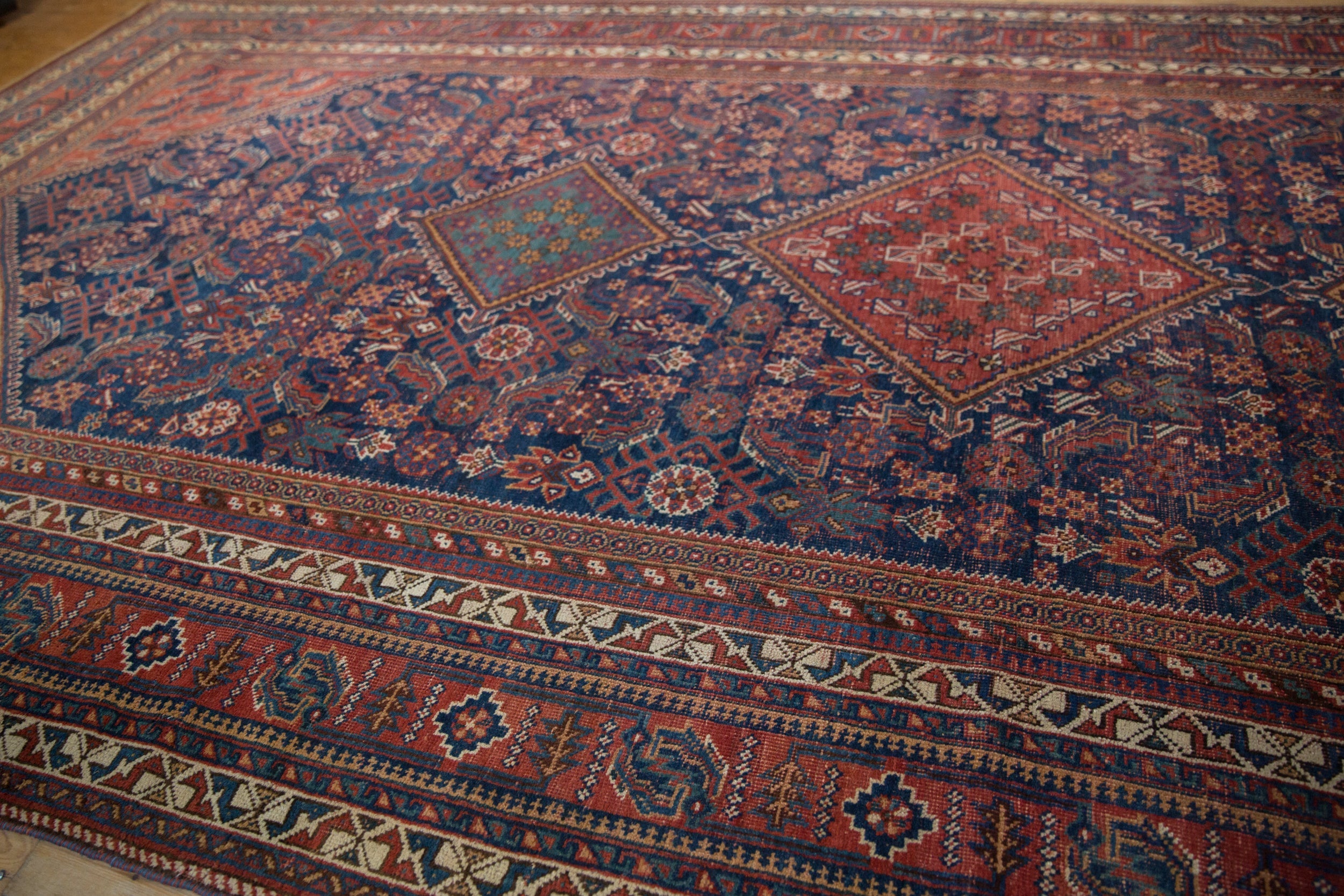 Vintage Afshar Runner 7.5x16, hand-knotted one of a kind piece